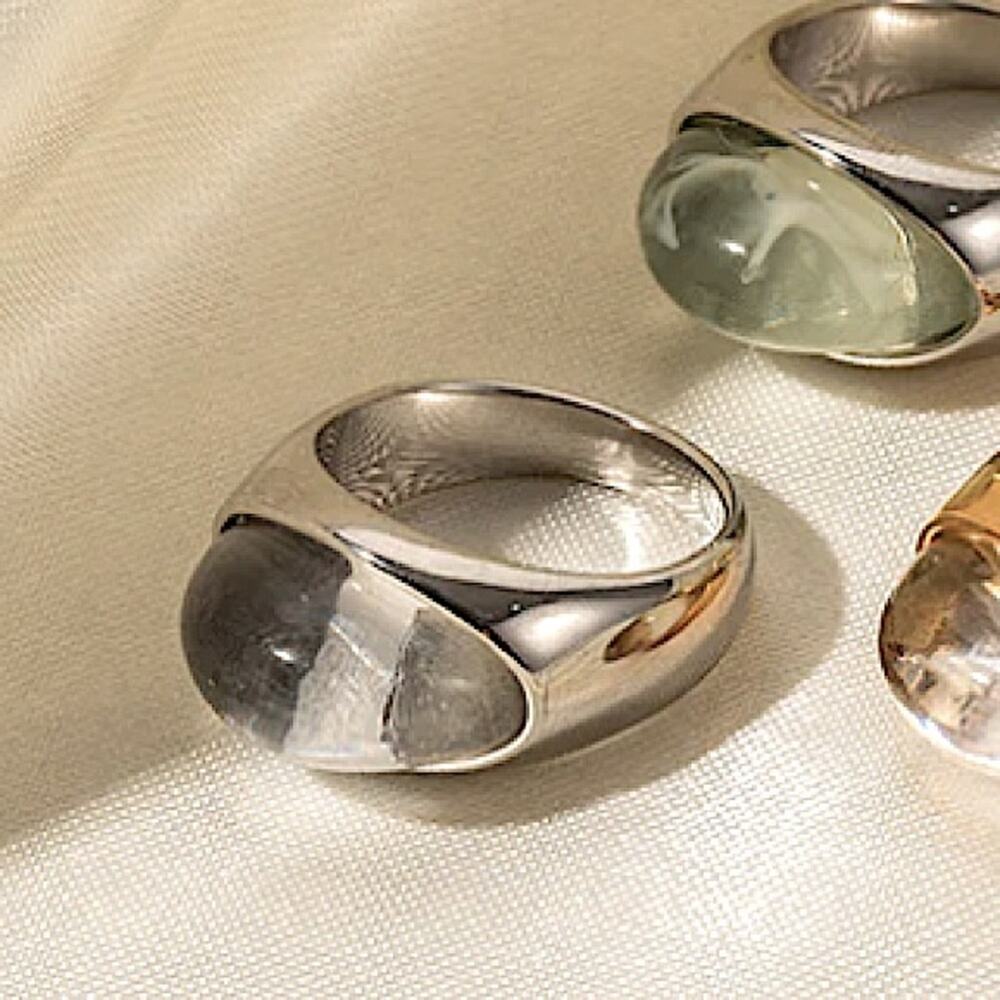 Spectra 18k gold classic fashion inlaid gemstone design simple style ring - Picture 6 of 10